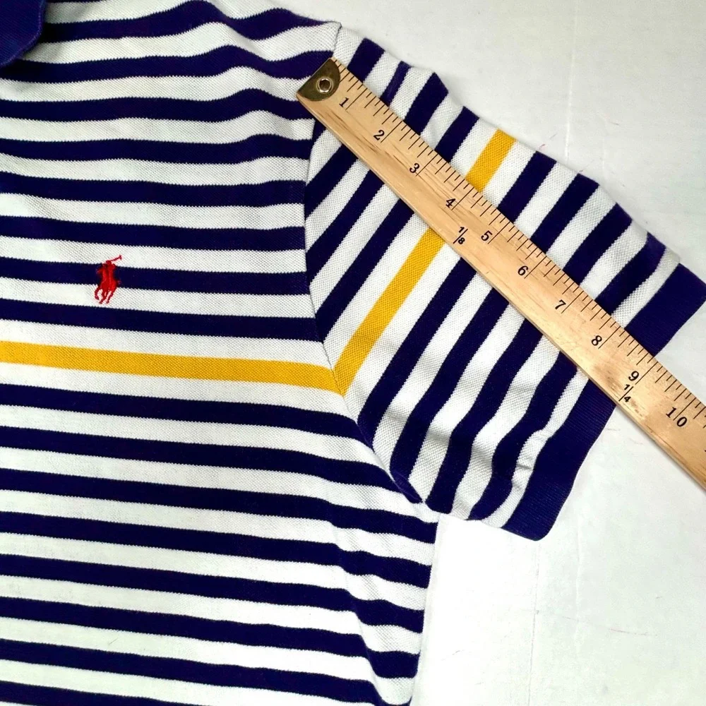 Polo Ralph Lauren Striped Polo Shirt Mens‎ XL Red Pony Logo Faded LSU GUC